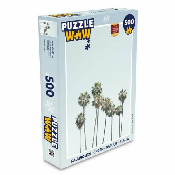 MuchoWow Puzzle Palmen - Grün - Natur - Blau, 500 Puzzleteile, Foto-Puzzle, Bilderrätsel, Puzzlespiele, Spielzeug