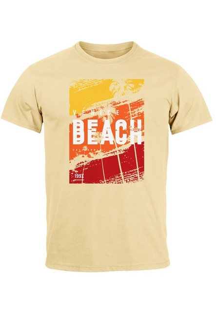 Neverless Print-Shirt Herren T-Shirt Sommer Venice Beach Surfing Motiv Aufdruck Strand Palme mit Print