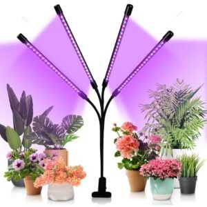 Hengda - Pflanzenlampe 40W led Vollspektrum Pflanzenlicht 80 LEDs 4 Köpfe Grow Lampe Pflanzenleuchte Wachstumslampe für Pflanzen 10 Dimmstufen led