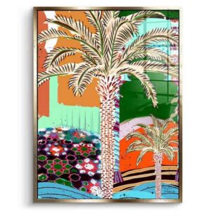 DOTCOMCANVAS® Acrylglasbild Colorful Palm Tree - Acrylglas, Acrylglasbild Colorful Palm Tree Palme abstrakt bunt Wandbild