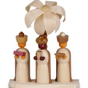 Weihnachtsfigur Miniaturfigur Heilige drei Könige auf Sockel mit Palme natur Höhe=10, mit Palme