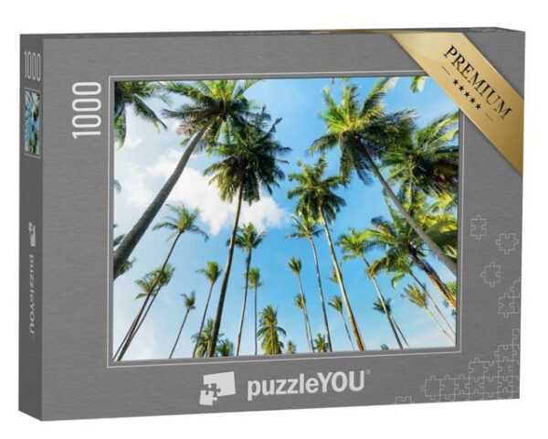 puzzleYOU Puzzle Blick nach oben zwischen Palmen, 1000 Puzzleteile, puzzleYOU-Kollektionen Palmen
