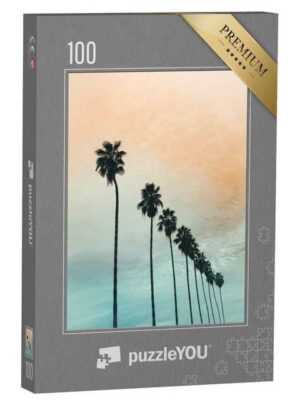 puzzleYOU Puzzle Kalifornien: Sonnenuntergang mit Palmen, 100 Puzzleteile, puzzleYOU-Kollektionen Palmen