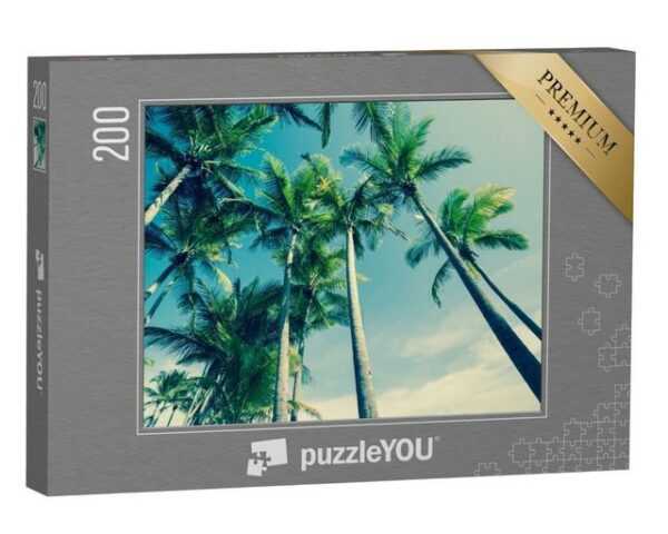 puzzleYOU Puzzle Retro-Style: Tropische Palmen in sanfter Brise, 200 Puzzleteile, puzzleYOU-Kollektionen Palmen