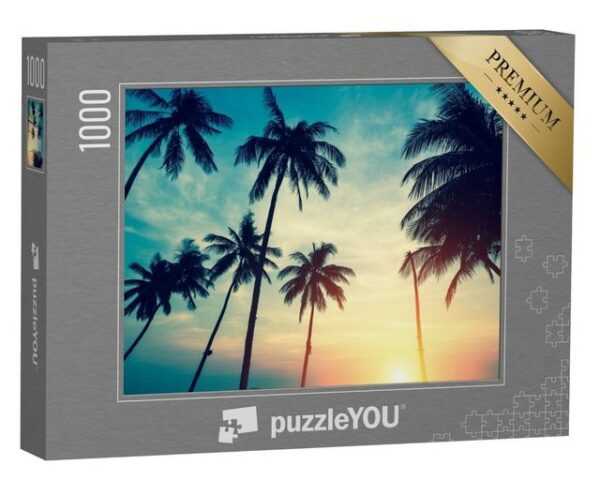 puzzleYOU Puzzle Tropischer Sonnenuntergang über Palmen, 1000 Puzzleteile, puzzleYOU-Kollektionen Palmen
