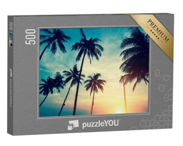 puzzleYOU Puzzle Tropischer Sonnenuntergang über Palmen, 500 Puzzleteile, puzzleYOU-Kollektionen Palmen