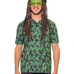 Herren-Kostüm Hemd Cannabis Herren grün 5XL Größe: 5XL
